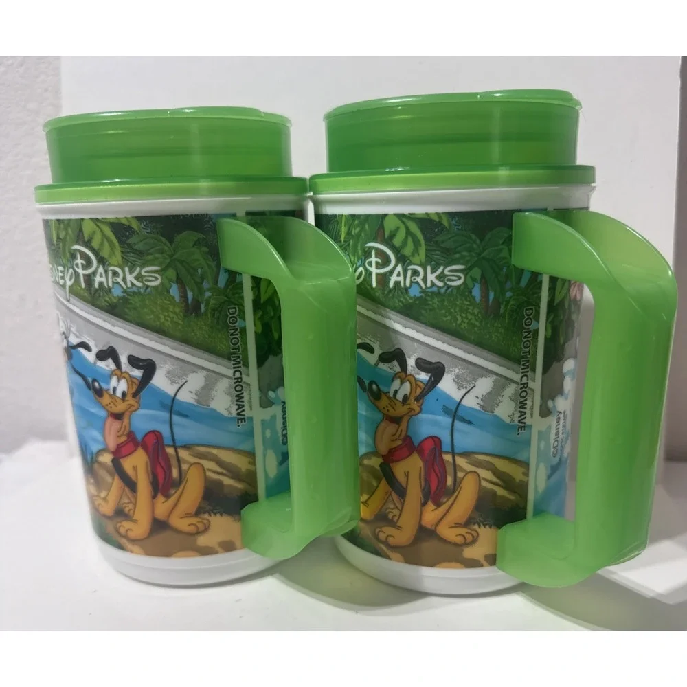 Disney Parks Rapid Refill Whirley Drink Works Green Reusable Travel Cup Mug 2 Pc